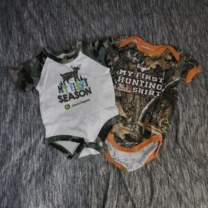 John Deere Green and Orange Camo Baby Onesies